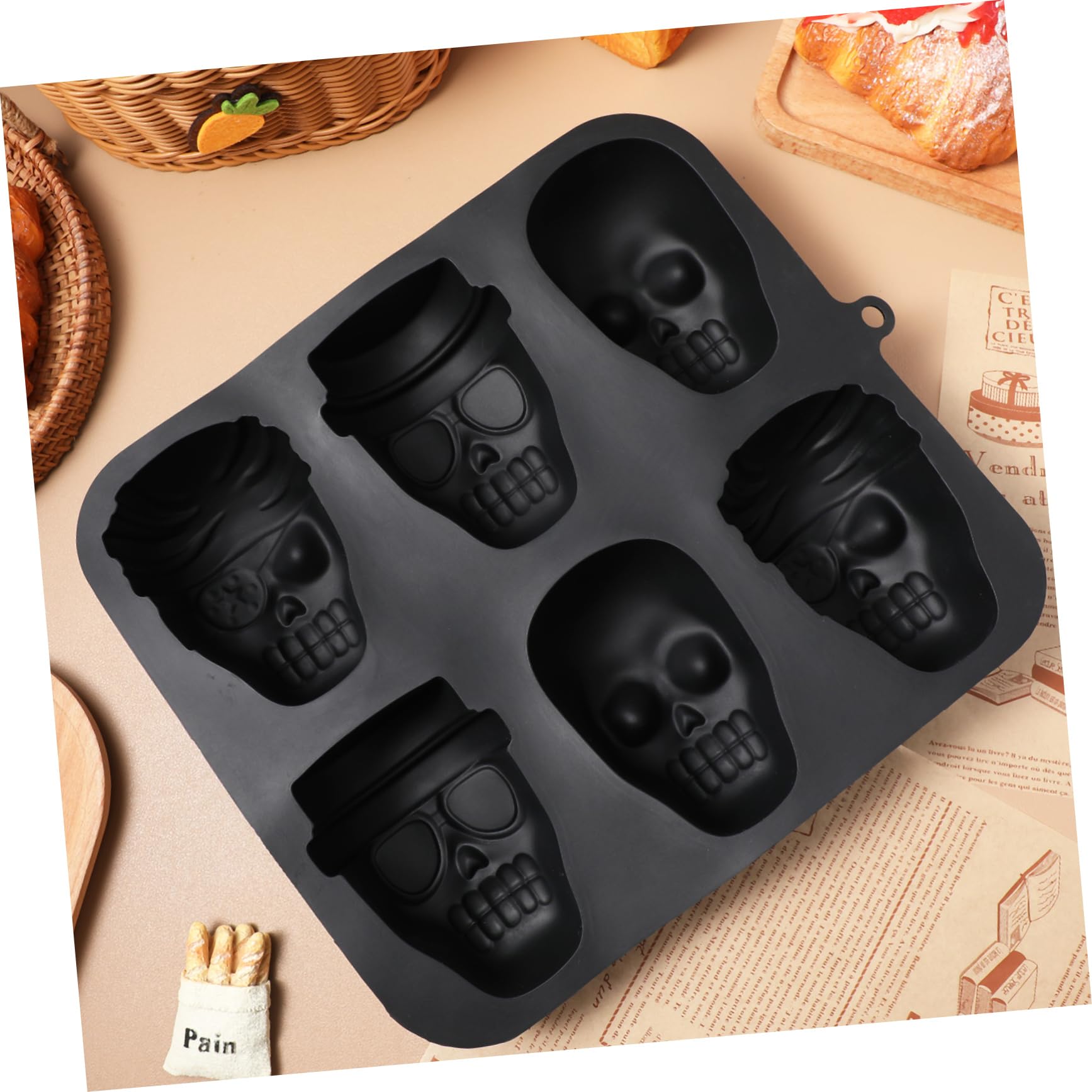 MAGICLULU 4 Piezas Molde De Hielo De Calavera Bandeja De Cubitos De Hielo De Halloween Molde De Chocolate De Halloween Bandeja De Cubitos De Hielo De Calavera Molde De Azúcar Gel De Sílice