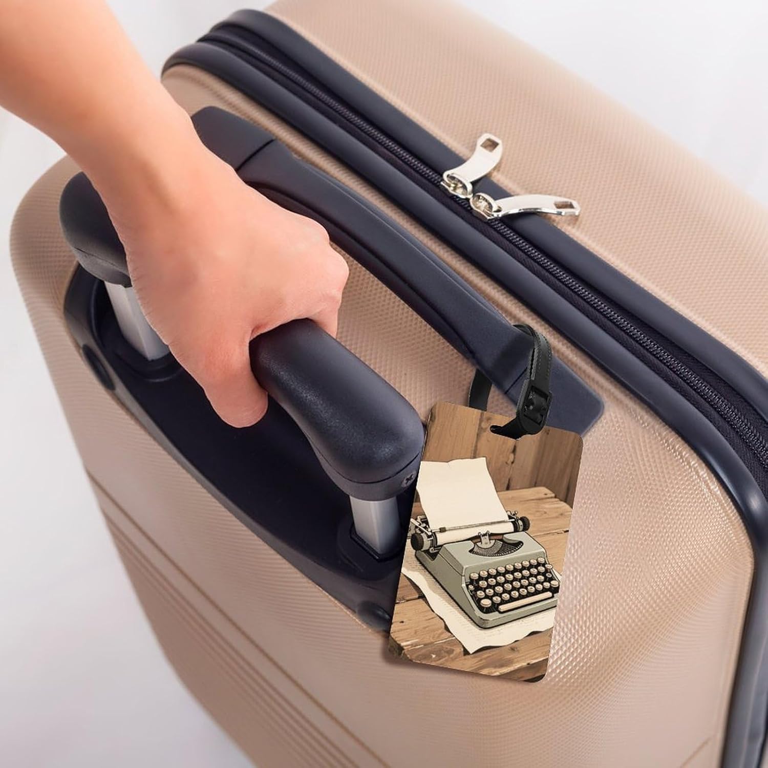 Vintage Typewriter Desk Luggage Tags for Suitcases Personalized Luggage Tags Business Card Holder Travel ID Bag Tag with Address Card Quick Spot Baggage Identifier for Carry On image 5