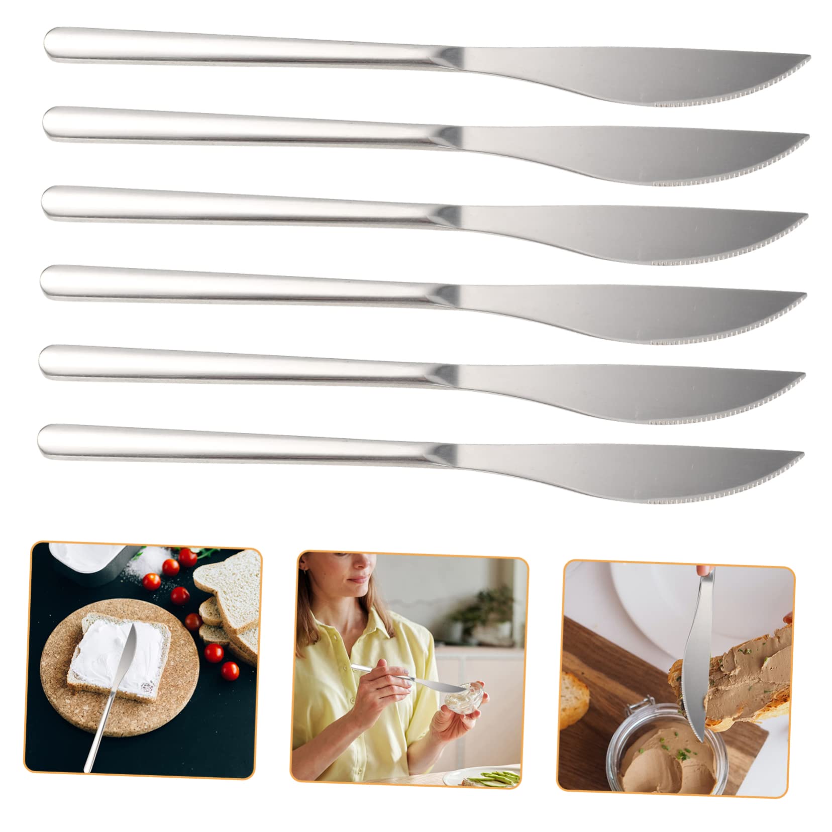 Garneck 6pc Spreader Cutlery Set Jam Spreader Spatula Fourth of July Butter Spreader Knives Stainless Steel Steak Cutlery for Home