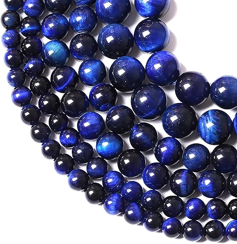 Miniatura 8 de 45 cuentas de piedra preciosa natural AAA de ojo de tigre azul de 0.315 pulgadas (0.315 in)