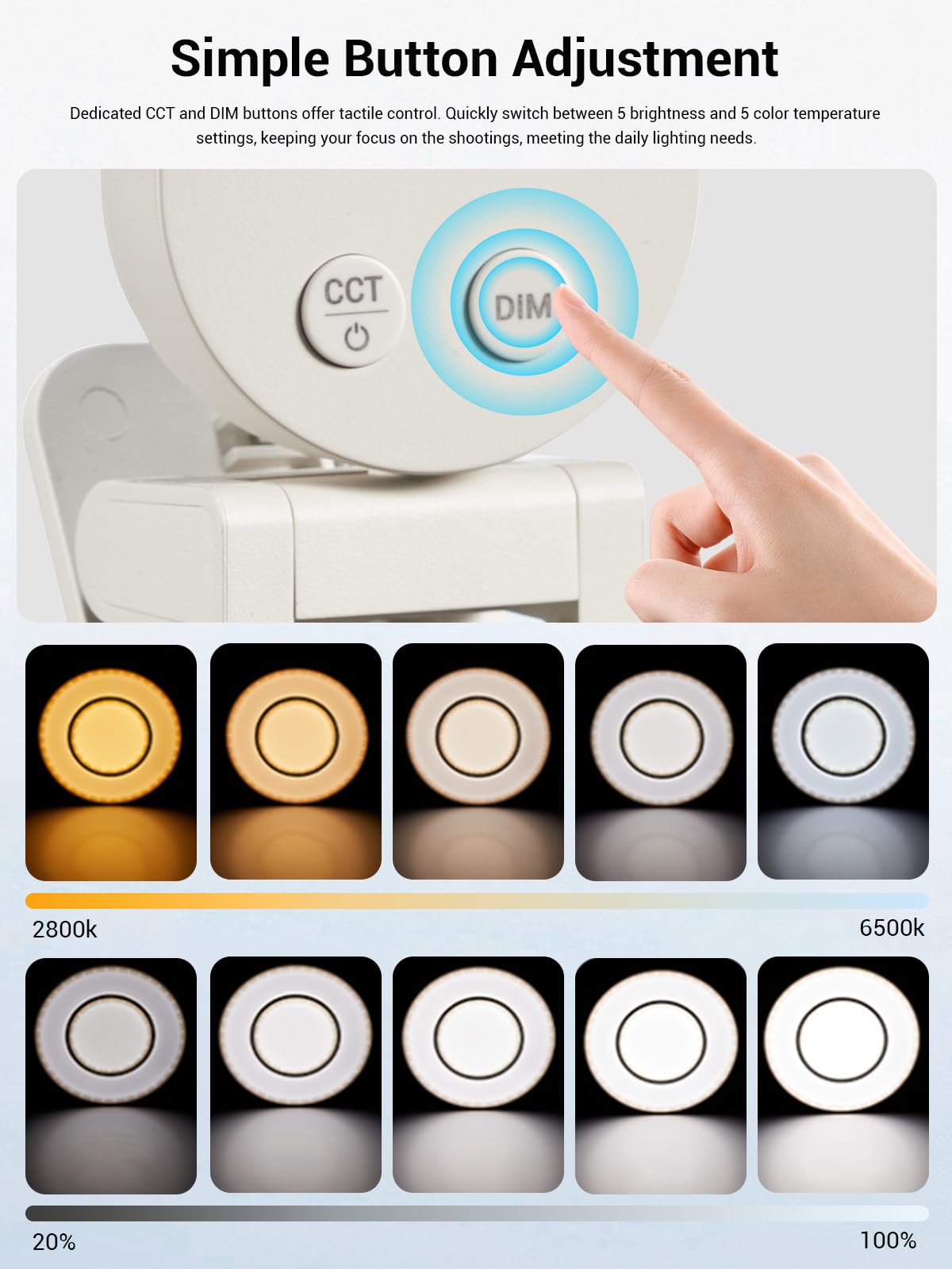 GODOX Litemons LR30Bi Luce Selfie LED Ring Light, 2800K-6500K Anello Luce con Clip e Specchio, 5 Luminosità Regolabile, Illuminazione in Uscita Continua per Telefono Laptop Vlog Trucco Streaming Live