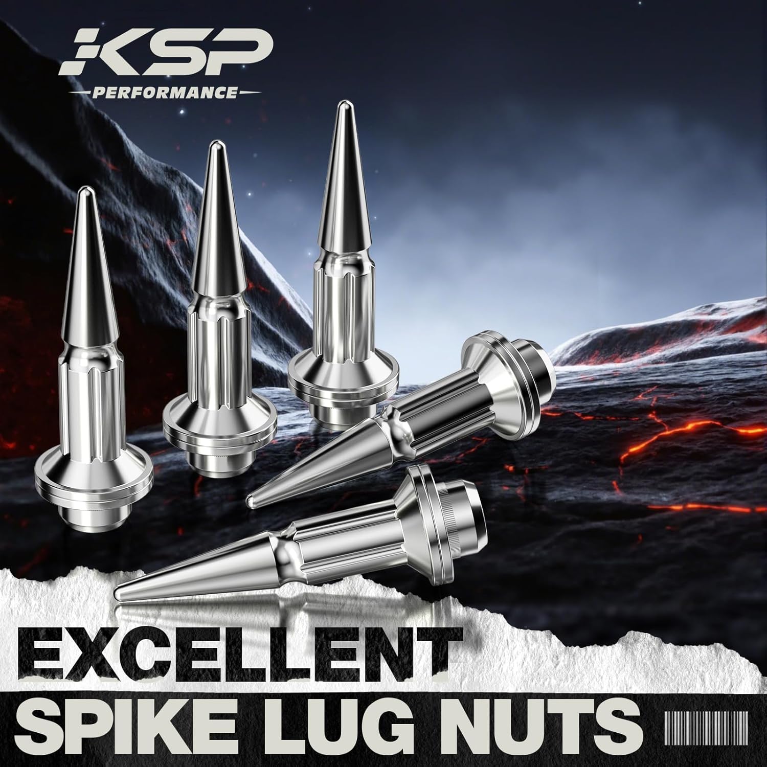 KSP M14x1.5 Flange Spike Lug Nuts for Tacoma 2024-2026 6 Lug Factory Wheel，24pcs Bigger 6 Spline Spiked Nuts fit 2025+4Runner/2022+ Tundra, Chrome Pointy Lugnuts with 1 Socket Work on Stock Rim