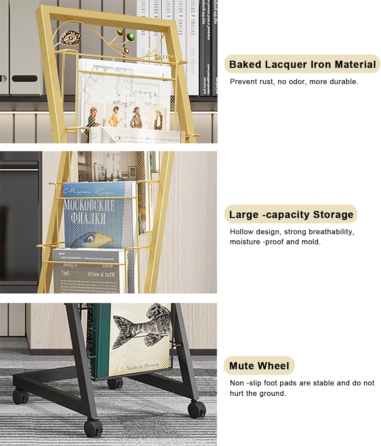 Newspaper Racks Floor Standing Magazine Holder Stand, 4 Tier Exhibition Leaflet Display St