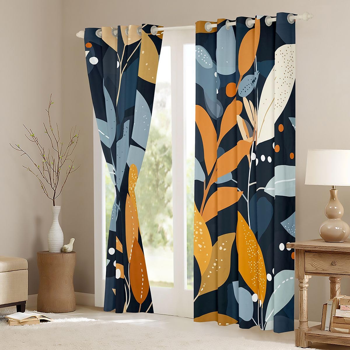Homewish Tende oscuranti per bambini, motivo foglie bohémien, 132 x 228 cm