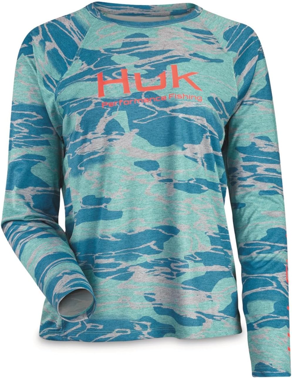 HUK Women's Pursuit Patterned Crew Long Sleeve Shirt