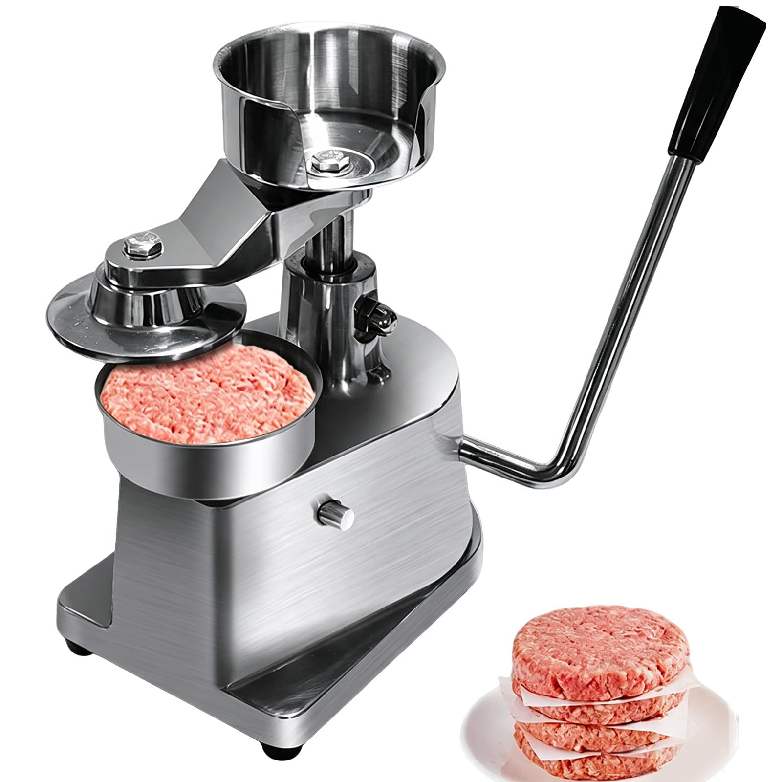 Kommerzieller Burgerpresse - Edelstahl 304 Hamburger Fleischformer, 100+ Patties/Stunde,Gleichmäßige Konsistenz, 500 Trennpapiere, Reinigung abnehmbar, Für Burger-Laden 130cm-5in