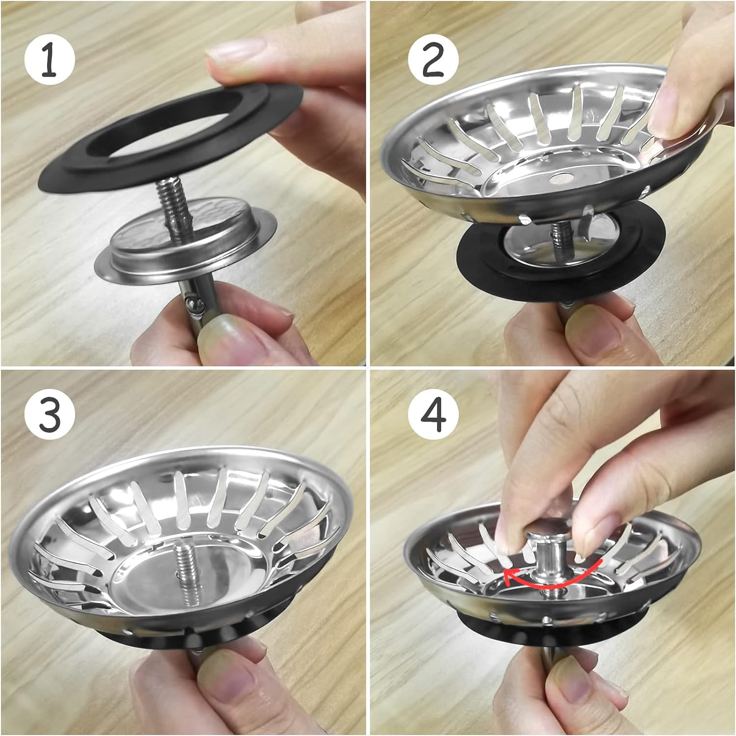 2 Tappi Per Lavello In Acciaio Inox 78mm - Filtro Scarico Cucina Con Chiusura Comoda - Foto 8