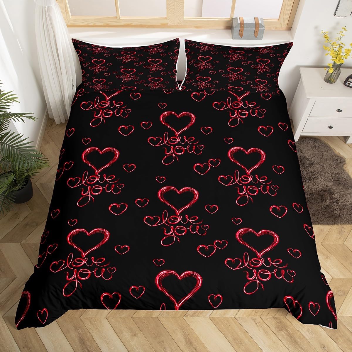 jejeloiu Boys Girls Vintage Floral Comforter Cover Toddler Size, Ombre Stripes Bedding Set Rose Duvet Cover Kids Gray Teens Bedroom Decor Bed Set with 1 Pillow Case (No Comforter)