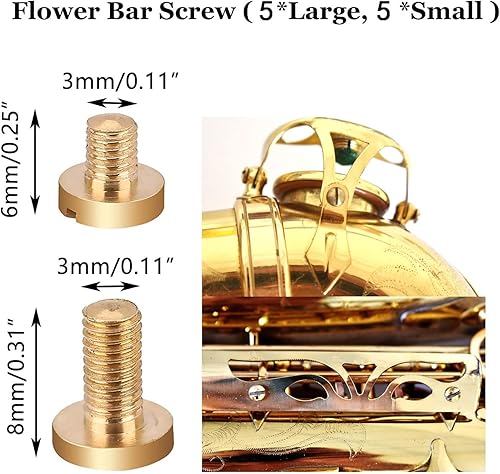 Miniatura 6 de Piezas de reparación de saxofón alto con almohadillas de cuero de 0.35 a 1.8 pulgadas, rodillos, tornillos, resortes de aguja, incrustaciones de