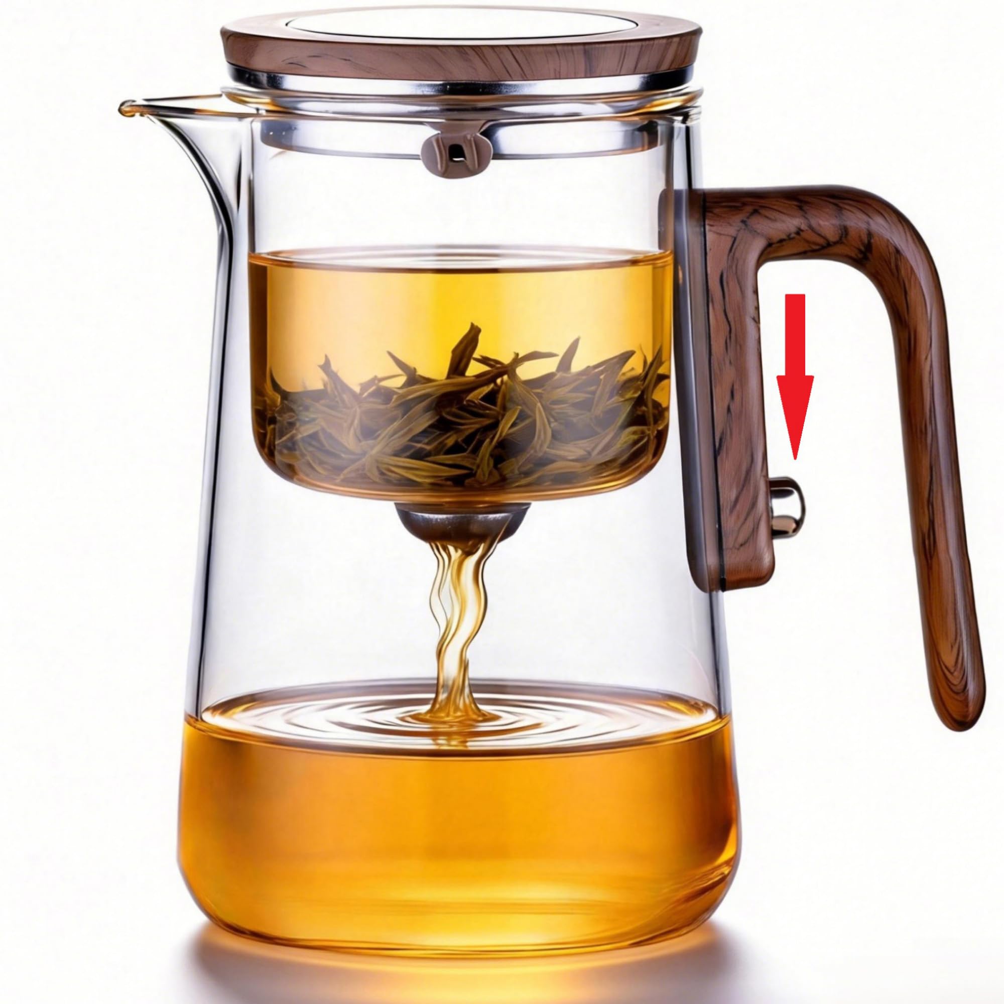 Photo 1 of ***LID MISSING***DRNKNSTX Enchanted Tea Pot, Magic Tea Pot for Loose Leaf Tea Steeper, Heat Resistant Borosilicate Glass Teapot with Tea Infuser, Ideal Gift for Tea Lovers - 34 oz (1000 ml)***LID MISSING***