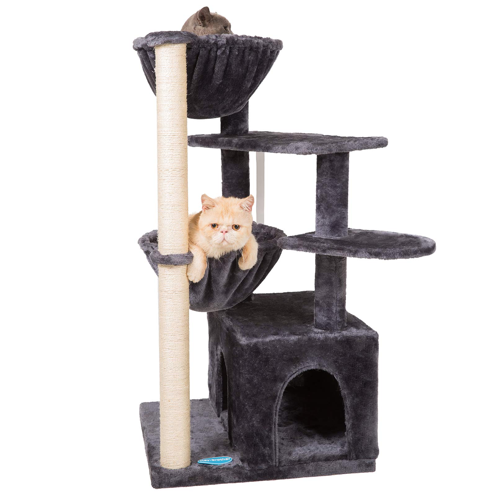 Hey-brother Multi-Level Cat Tree Condo Furniture with Sisal-Covered Scratching Posts for Kittens, Cats and Pets