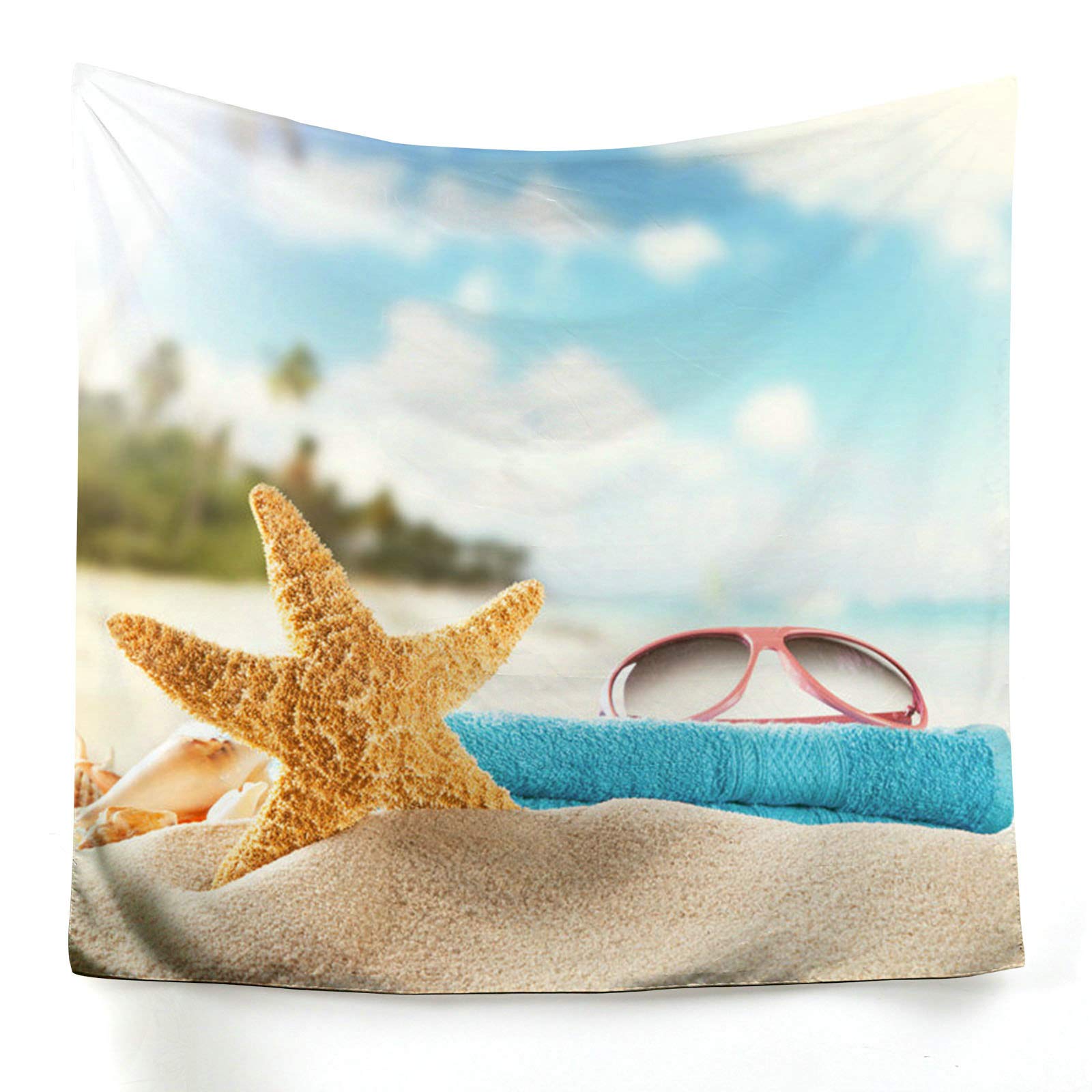 Tapiz de pared de poliéster KnSam, transforma tu salón con este diseño de estrella de mar marrón