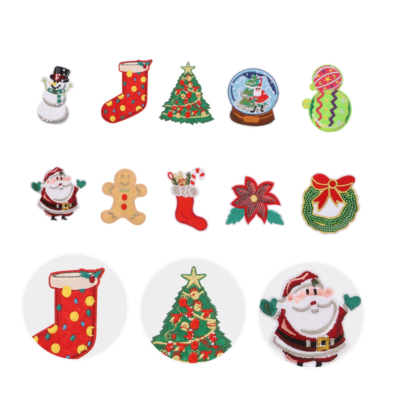 Angoily 50 Pièces de Couture de Noël Décoratifs Appliques Vêtements DIY Ornements Textiles Durables pour Personnalisation et Réparation