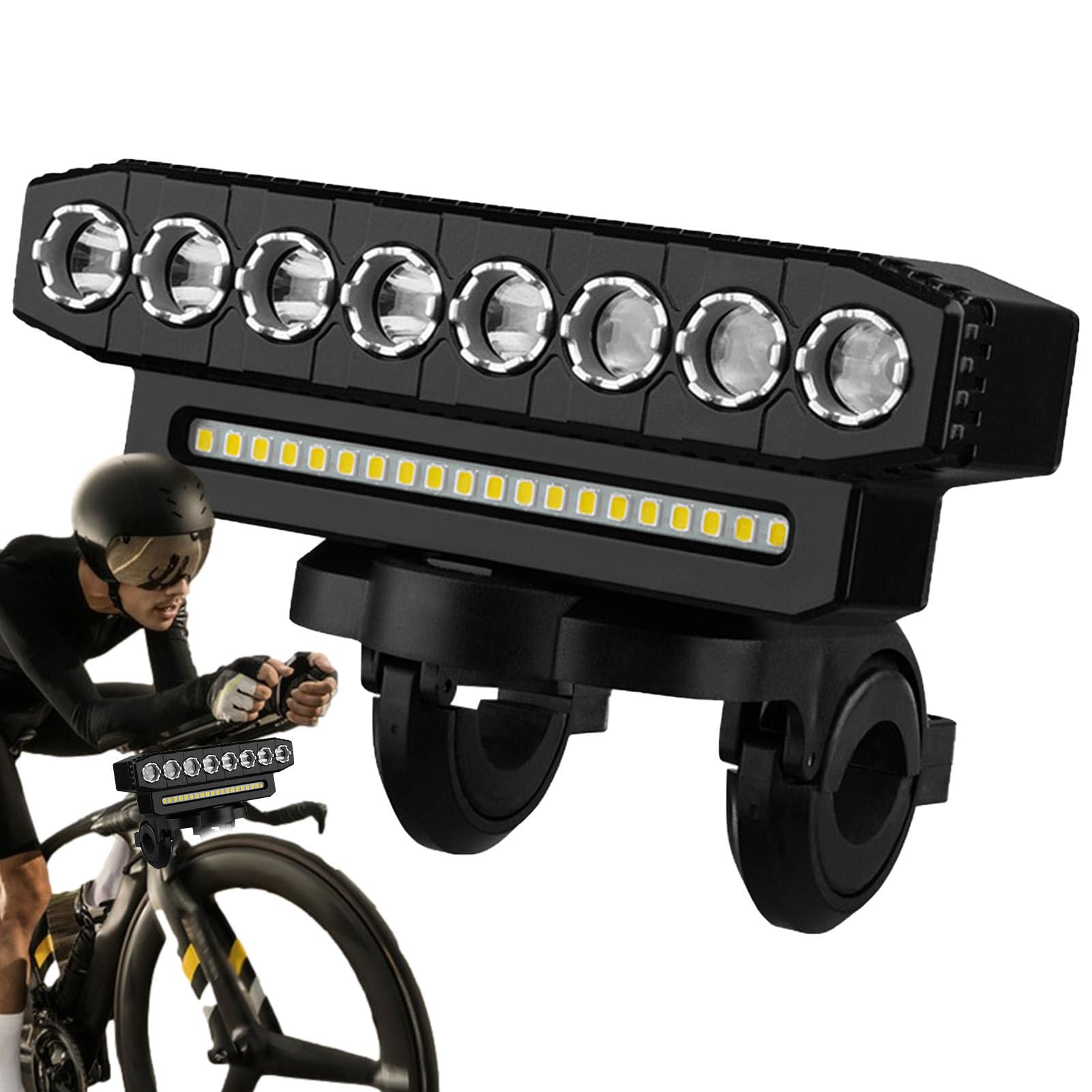 Illuminazione per bicicletta, illuminazione per bicicletta ricaricabile - Set di fari LED e luci posteriori ultra luminose ricaricabili tramite USB, 500 lumen | 6 modalità di guida Higyee