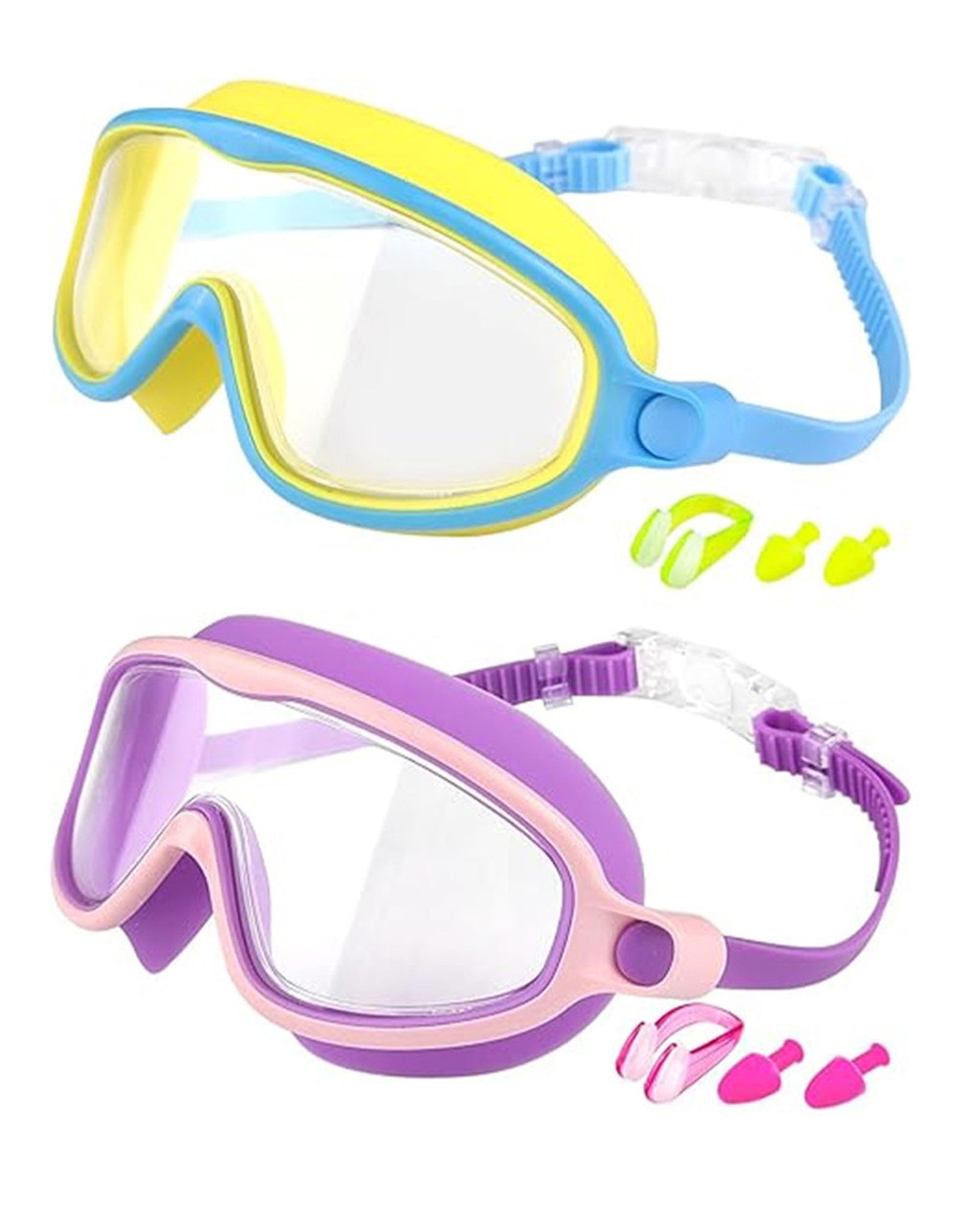 Swimbi Splsh Vision Goggles, Blumi Baby Splashyeyes, gafas de natación antivaho y UV para niños con tapones para los oídos y clip para la nariz, máscara de natación de visión amplia para niños de 3 a
