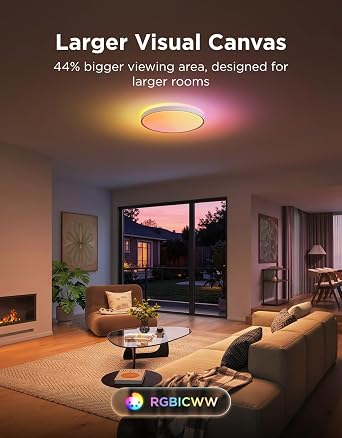 Govee Smart Ceiling Light Pro 18 Inch 4800LM, RGBICWW LED Ceiling Light Fixture, Flush Mount Light Fixture, DIY Colors, Works with Alexa, Matter, 2700K-6500K Lights for Living Room, Bedroom, 1 Pack