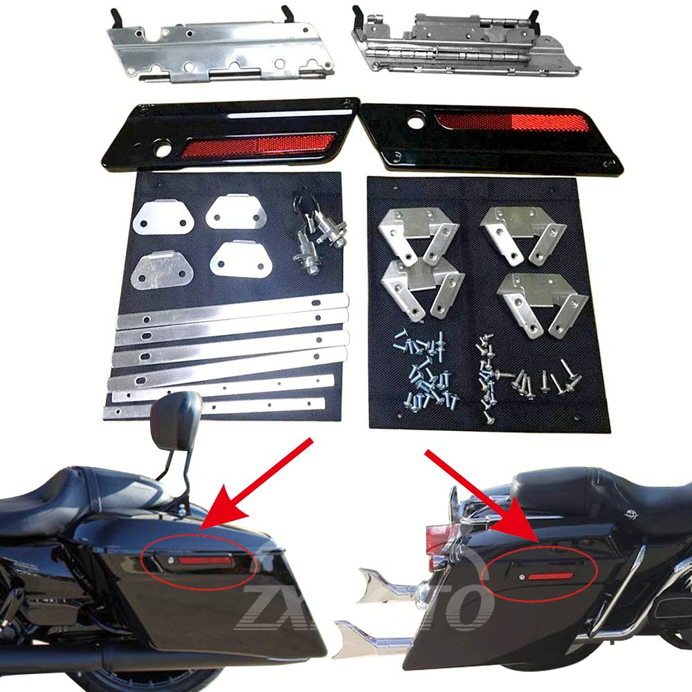 ZXMOTO Saddlebag Hardware Kit Locks & Keys Saddlebag Hardware Latch Set For Harley Saddlebag Hardware Kit 1993-2013 Harley Touring Models,Glossy Black Latch Covers