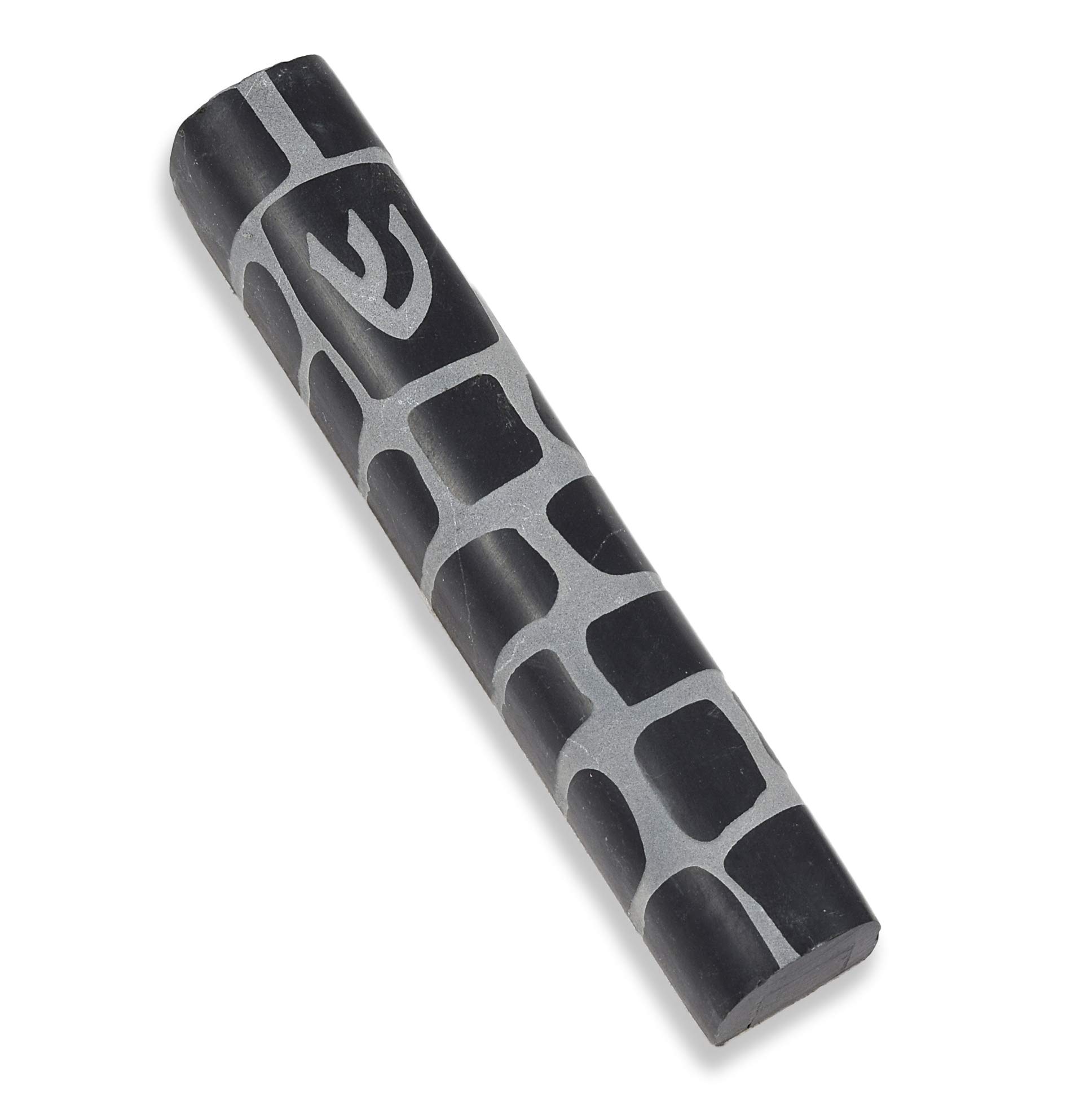 Peer Hastam Jerusalem Stone Mezuzah Round Kotel Made in Israel (Black)