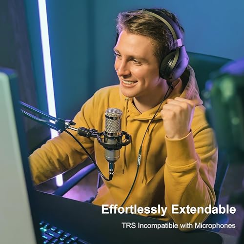 Miniatura 3 de J&D Cable de extensión de audio auxiliar de 0.138 in, carcasa de cobre chapado en oro, resistente, 0.138 in, 18 pulgadas, TRS macho a 0.138 in, 18