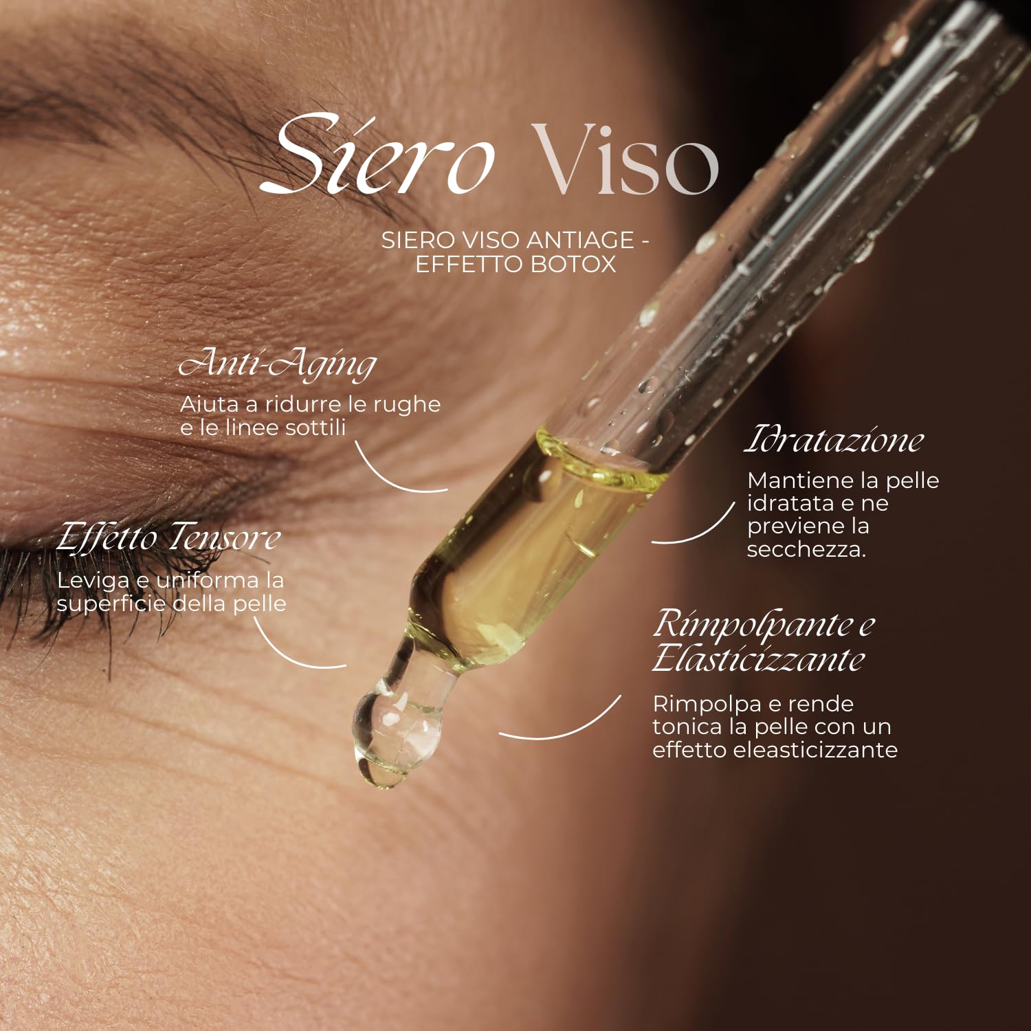 AMOR TUO LAB®| Siero Viso Acido Ialuronico Puro 3 Pesi Molecolari - Siero Viso Antirughe - Effetto Tensore, Rimpolpante, Elasticizzante - Effetto Botox Naturale - Ideale per Skincare e pelli delicate