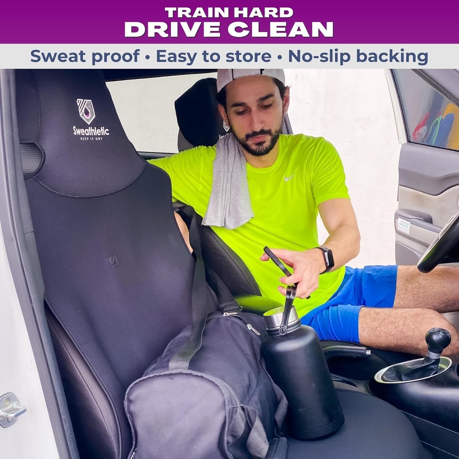 Sweathletic - Set di 2 coprisedili per auto, universali, impermeabili, in neoprene, antiscivolo, inodore, adatti agli animali domestici, per la massima protezione (2)