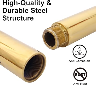 86.2-109.8 Adjustable Gold Spinning Static Dance Pole - Portable Removable & Tool-Free Assembly, Solid Steel & Rubber Padding, Steel Stripper Pole for Home, Club, Gym, 440lbs Capacity