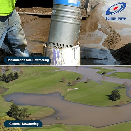 Vista 4 de Tsurumi Pump Bomba de deshidratación sumergible LB-800 1 HP 115V 2 pulgadas descarga para construcción y deshidratación general 80 GPM / 4800 GPH