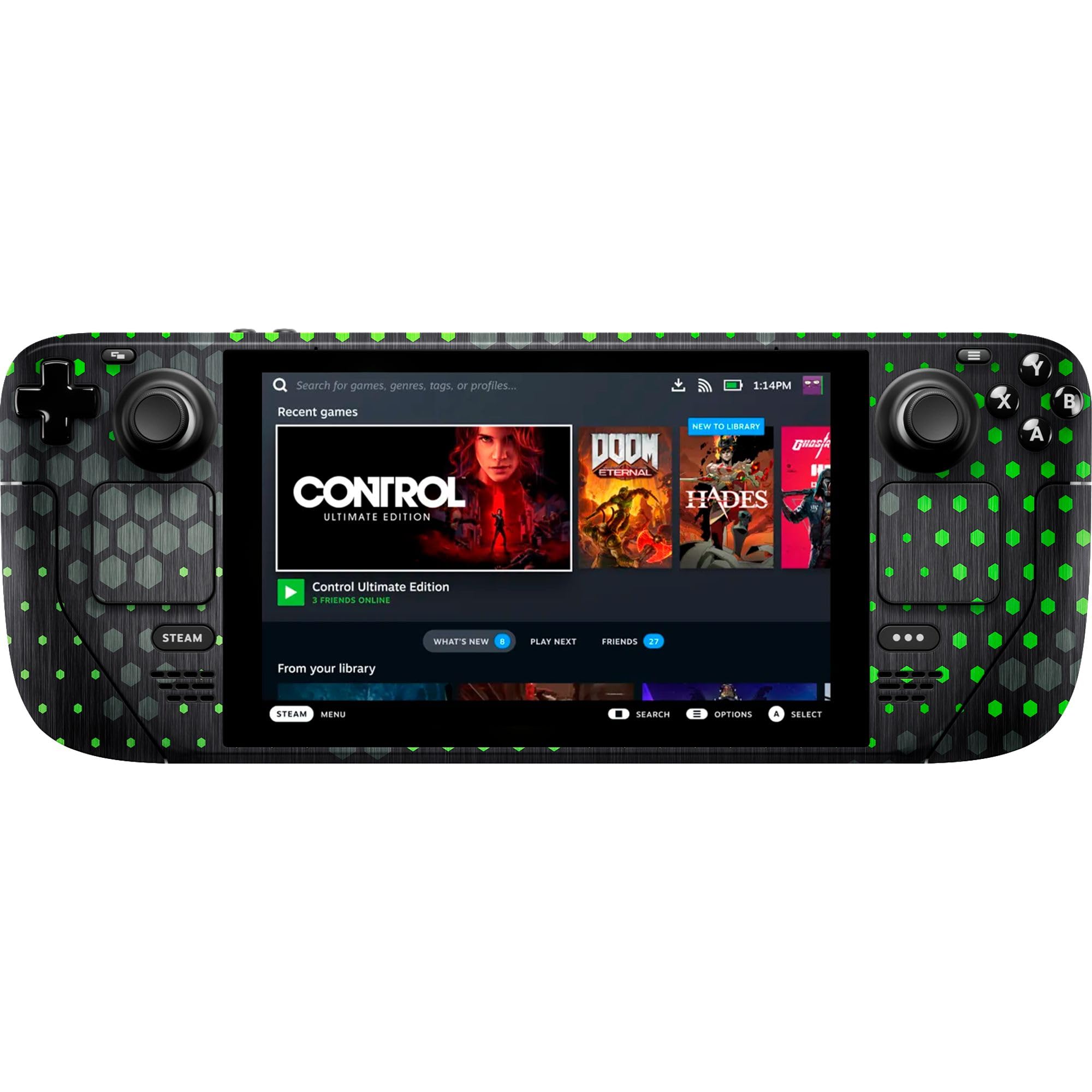 Razer Carcasa para Consola: Steam Deck - Envoltura Completa - Vinilo Fundido 3M Protección contra arañazos - Diseños y Acabados únicos - Fácil aplicación - Camuflaje Hexagonal Verde