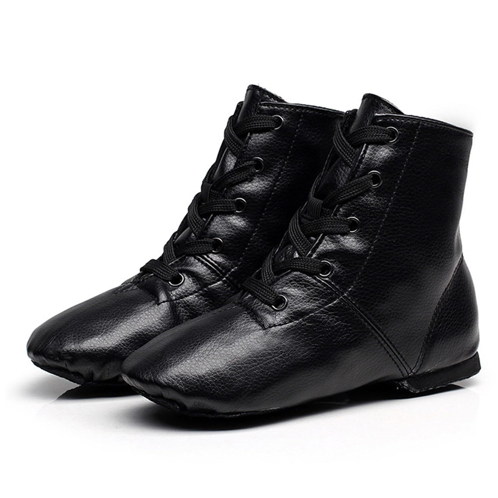 Scarpe da Jazz Alte da Donna, Scarpe da Ballo con Lacci in Pelle PU per Ragazze Unisex - Scarpe da Ballo con Suola Divisa