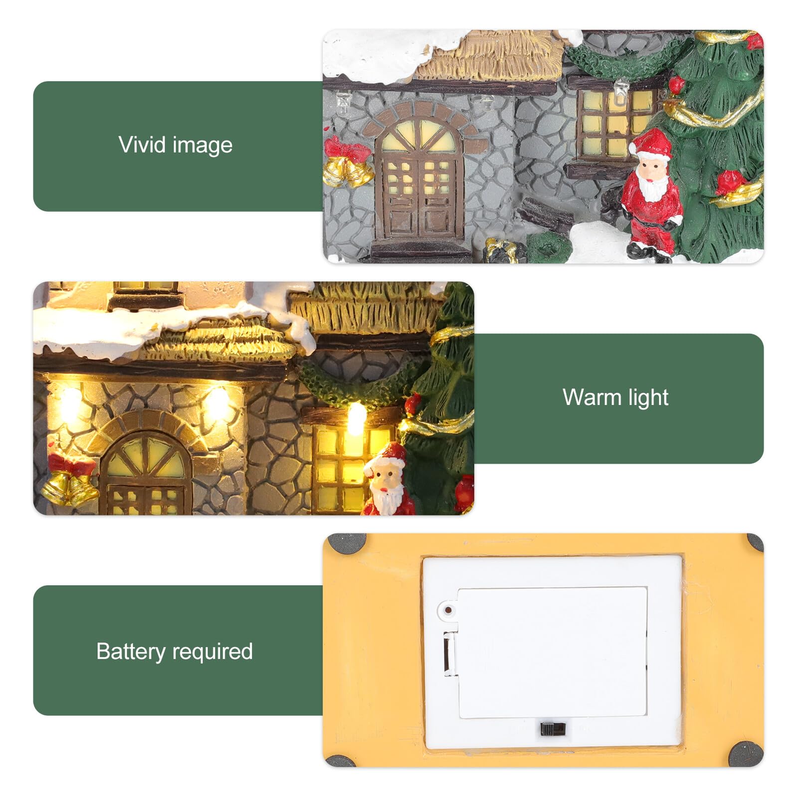 Housoutil Weihnachtliche Harz Hausdekoration mit LED Beleuchtung Kleiner Haus Ornament für Schlafzimmer und Büro Dekorativ und Festlich im Weihnachtsstil