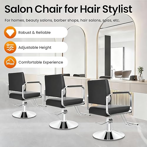 Miniatura 4 de Silla de peluquería para estilista, silla de peluquería para el hogar, altura ajustable y giratoria de 360°, sillas de salón de belleza, spa,