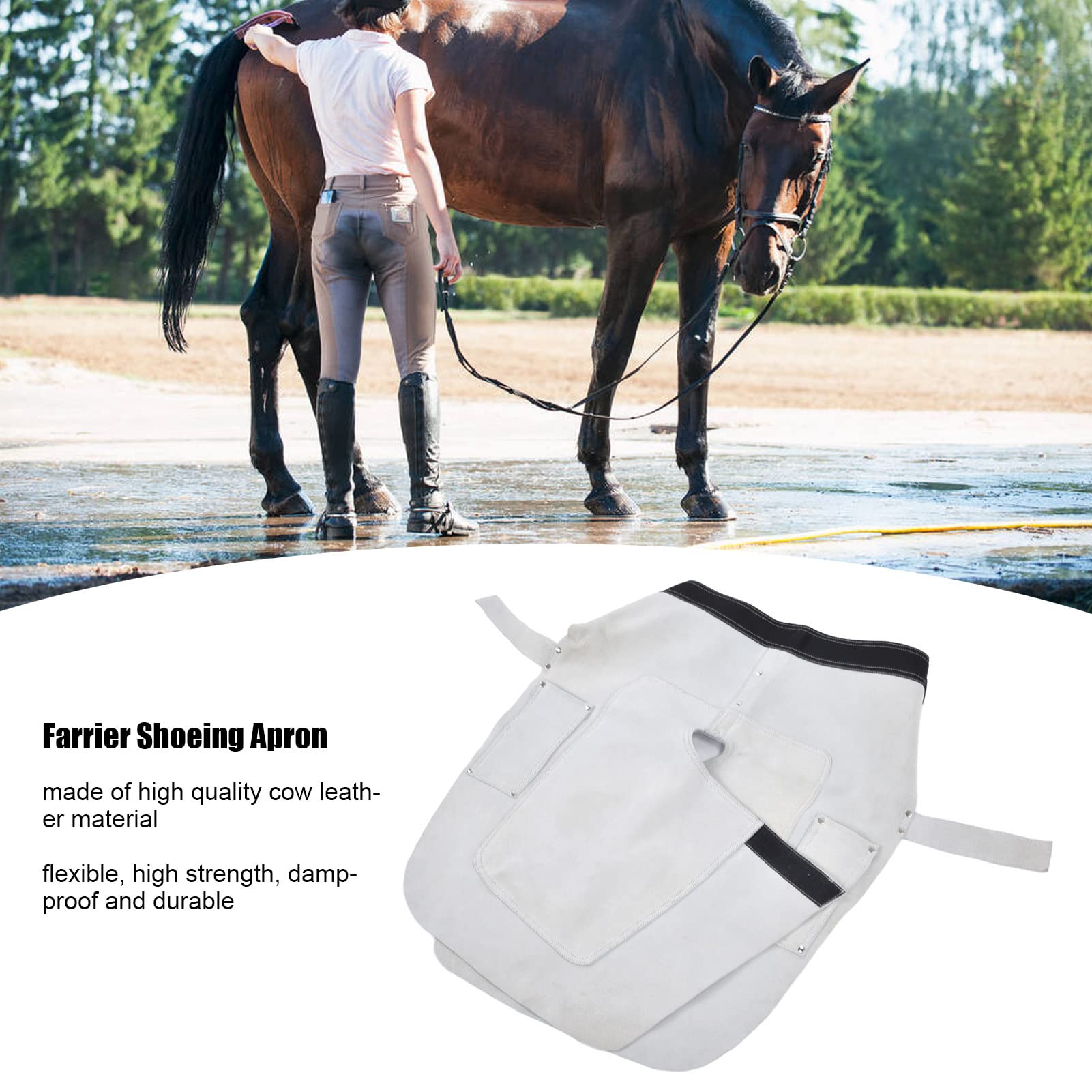 flexman A Grembiule da Scarpe, Grembiule per Boccone Regolabile per Grembiule per Grembiule per Cuoio in Pelle di Mucca con 2 Tasca per Rafforzare
