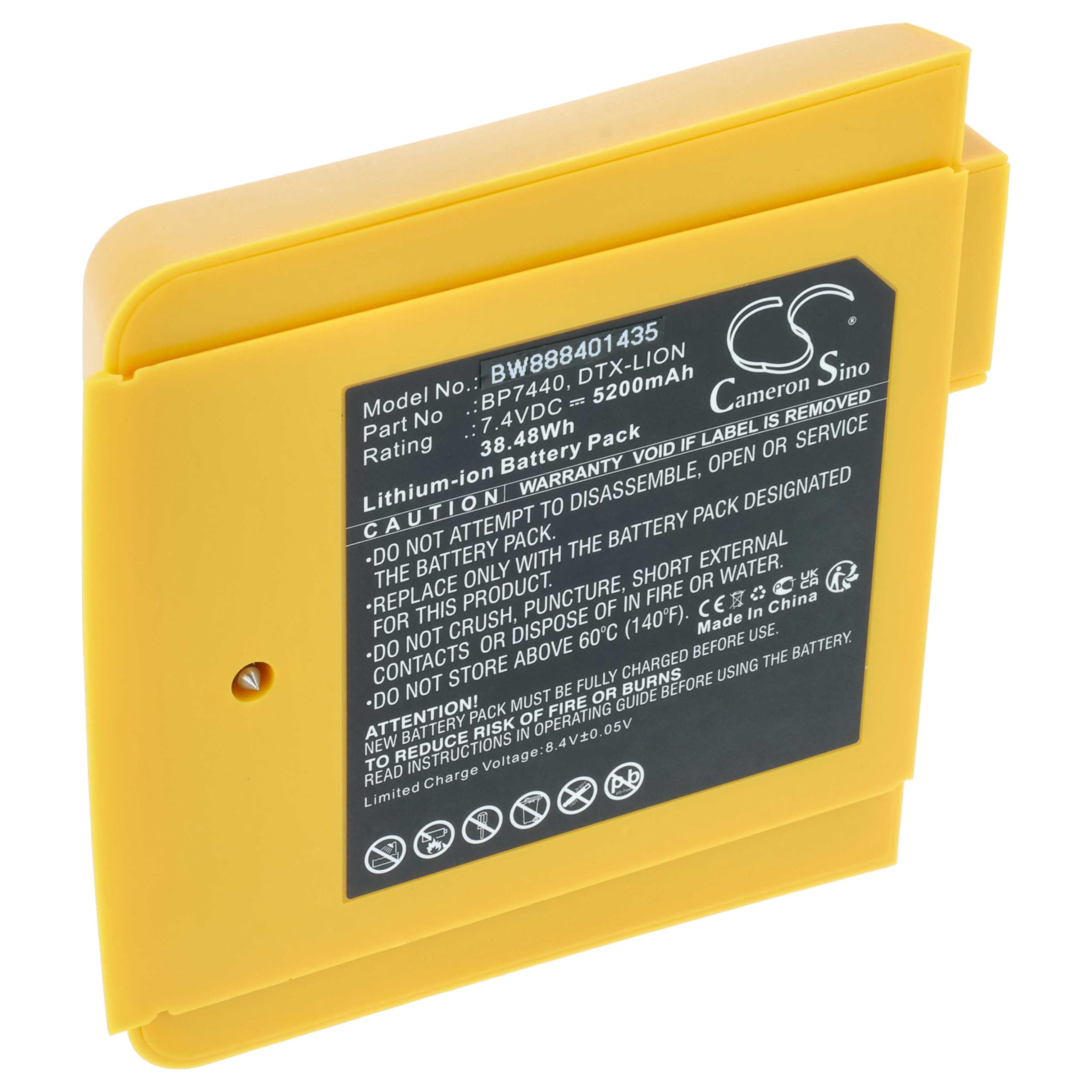 vhbw batteria sostituisce Fluke BP7440, DTX-LION per dispositivo di misurazione (5200mAh, 7,4V, Li-Ion)
