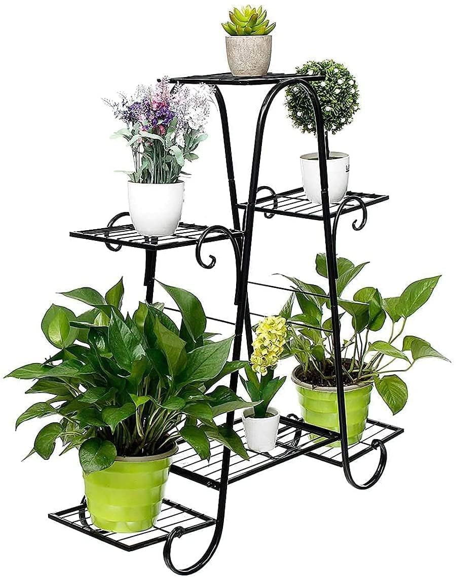 HOUSE PLANT Crafts Wrought Iron Metal Plant Stand Flower Pot Stand for Balcony Living Room Outdoor Indoor Plants, Plant Holder Home and Decor (6-Teir Black) (B0CB7267S1) Amazon Price History, Amazon Price Tracker