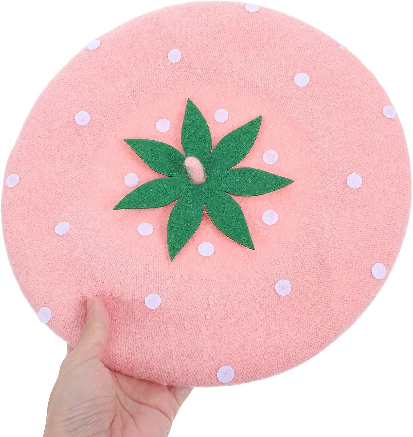 NOLITOY Pink Wool Beret Hat for Women, French-Inspired Berry Mushroom Painter Cap, Adult Size 56-58cm, Autumn Winter Party and Cosplay Accessory