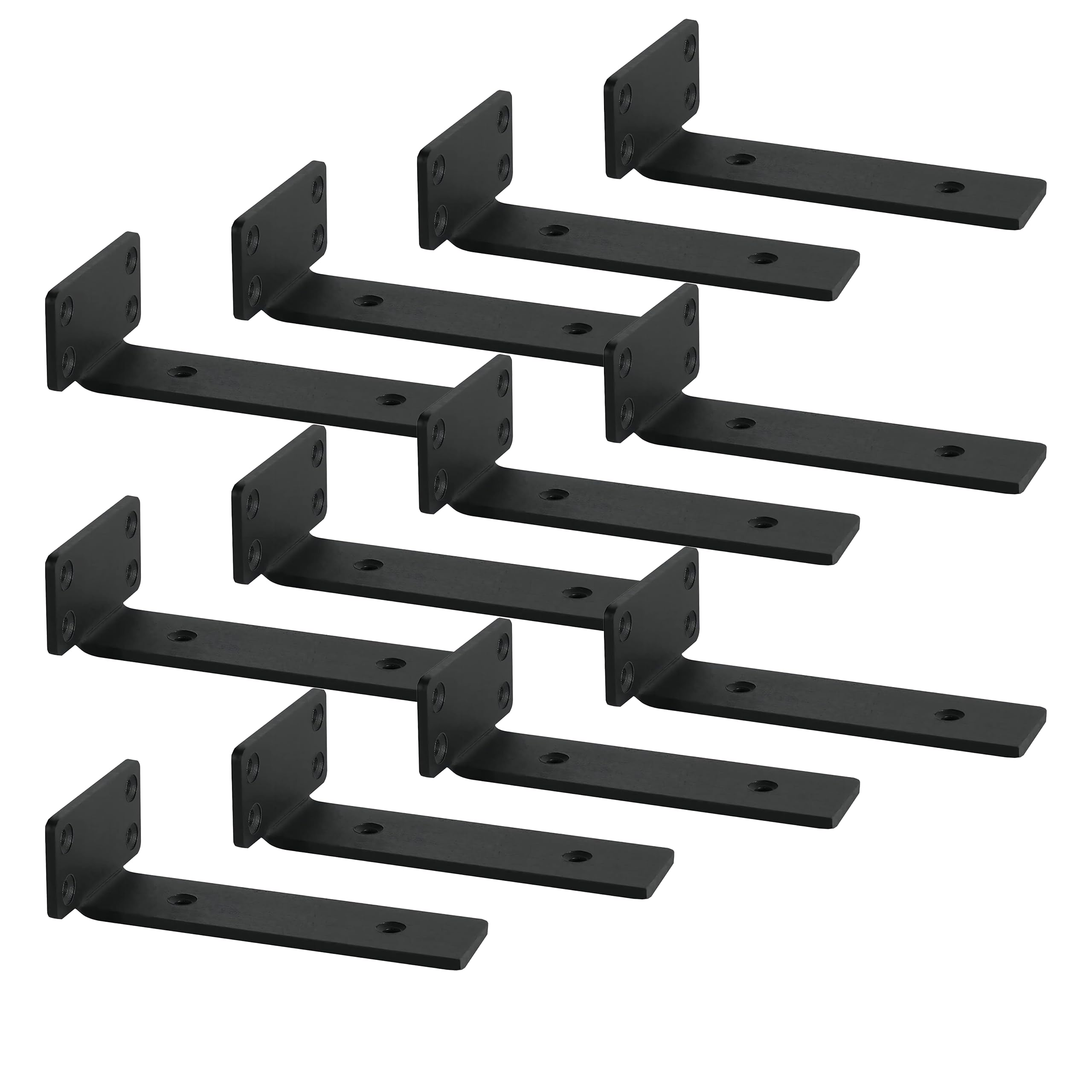 Floating Shelf Bracket, 12 Pcs of 8 inch Heavy Duty Shelf Brackets, Black