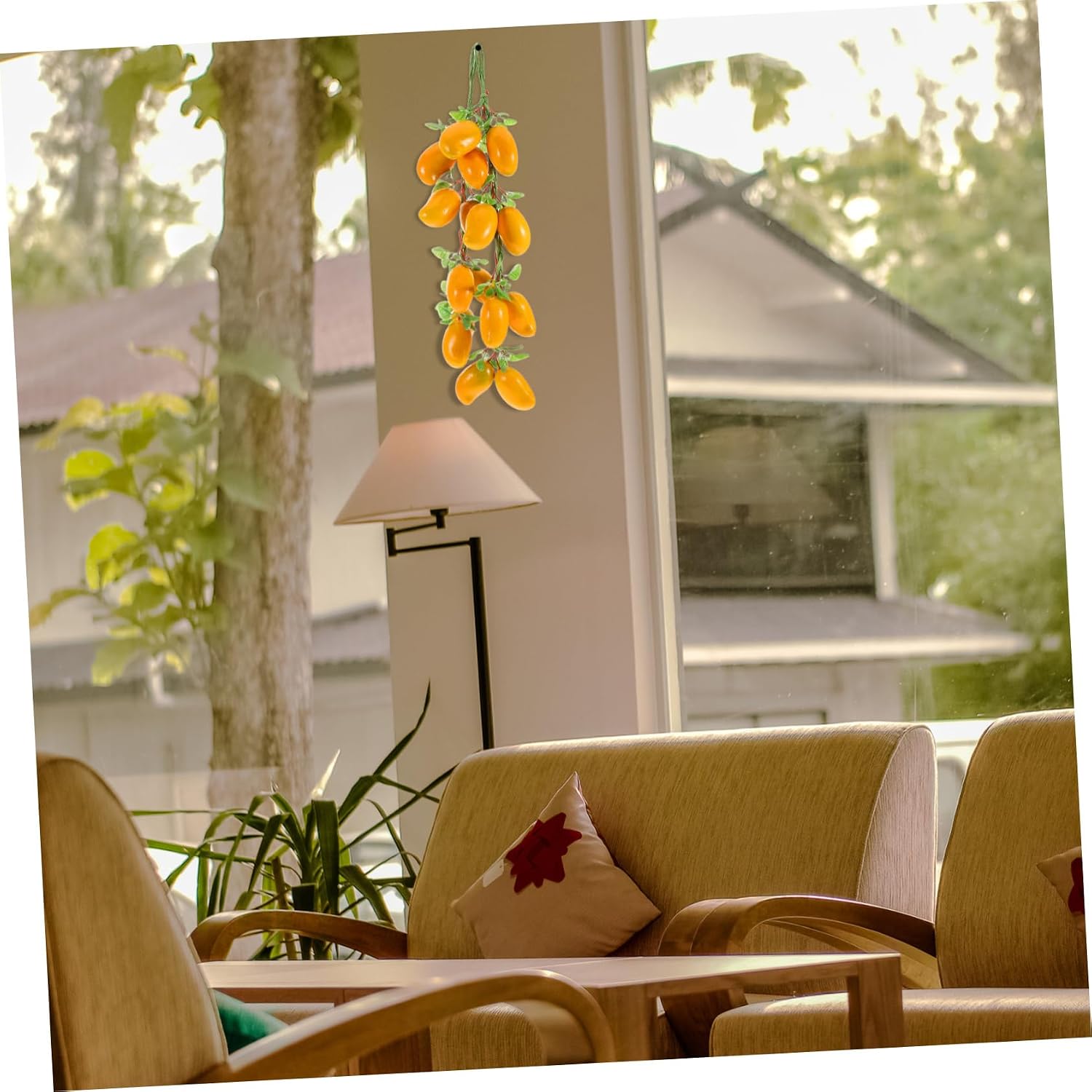 VICASKY 2pcs Lifelike Artificial Mango Hanging Strings Realistic Fake Fruit Kitchen Ornaments for Home Decor Holiday Displays for Farmhouse Decoration Photography Props
