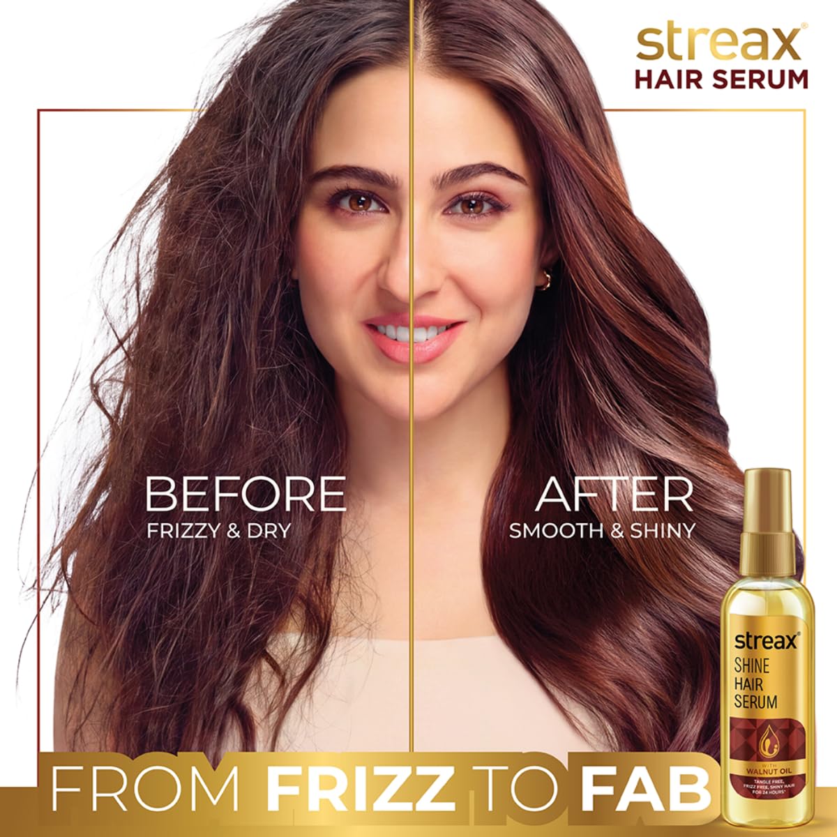 Streax Hair Serum 200ml, Hair serum for Dry & Frizzy Hair, for Women & Men, for Curly Hair, Wavy Hair, Straight Hair, Silk & Shine Vitalised with Walnut Oil 2