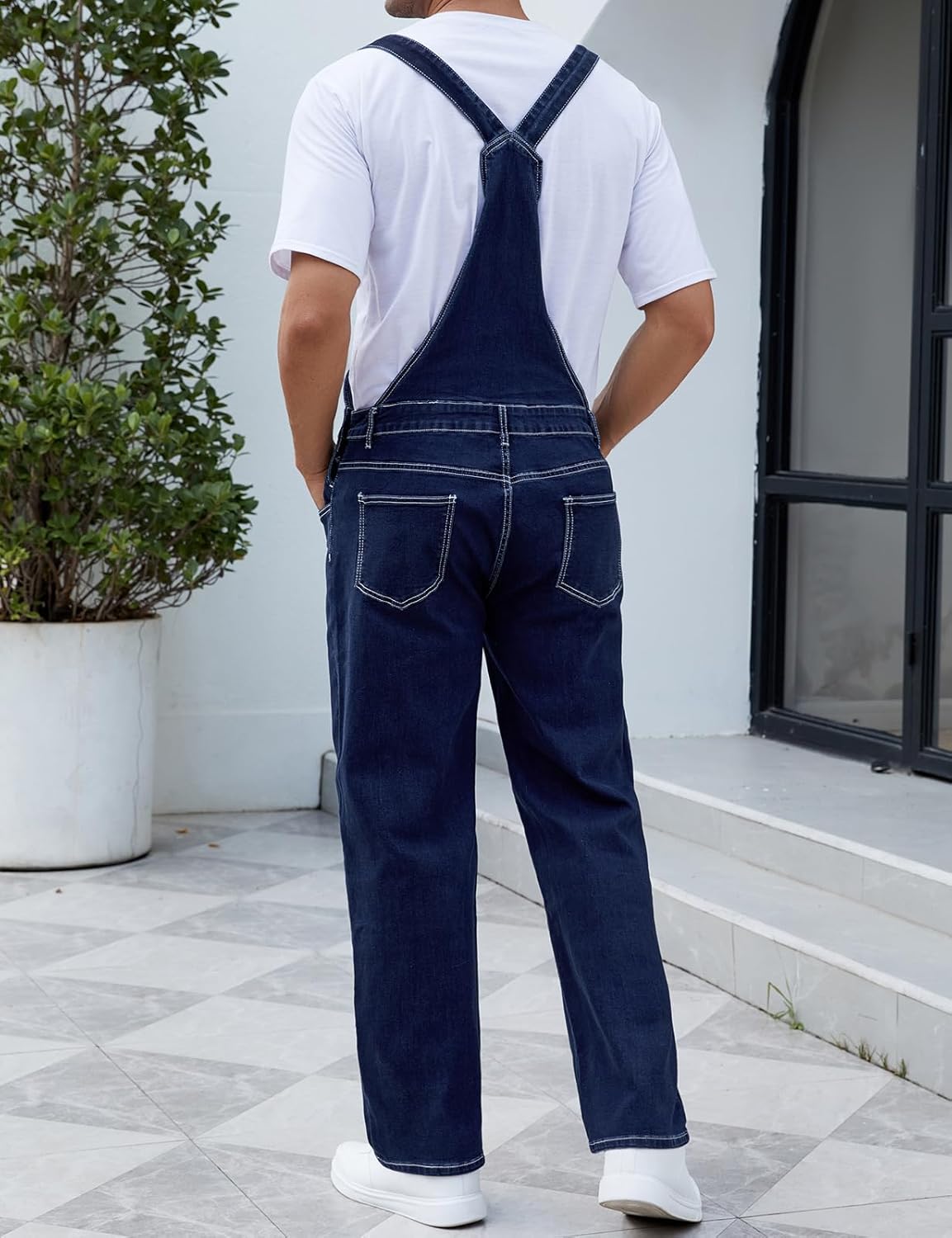 LONGBIDA Men's Denim Bib Overalls Relaxed Fit Fashion Jean Jumpsuit - Image 5