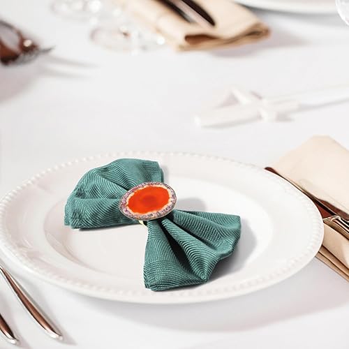 Miniatura 4 de CozyTower - Juego de 4 servilleteros de ágata dorados, para servilletas de tela, decoraciones únicas de boda, servilletero, accesorios de cocina
