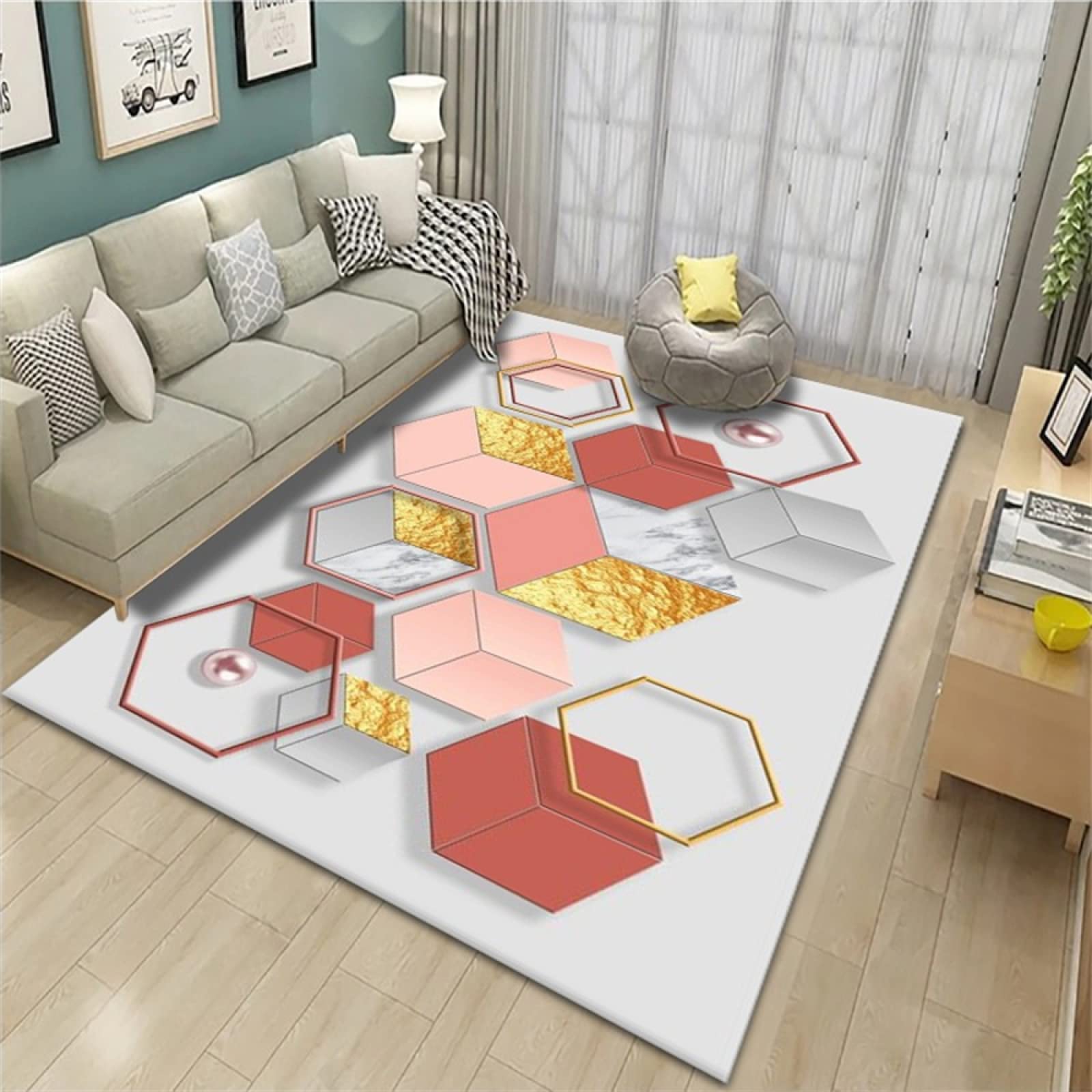 Tapis de salon rose 60x90cm idéal pour réchauffer un bureau