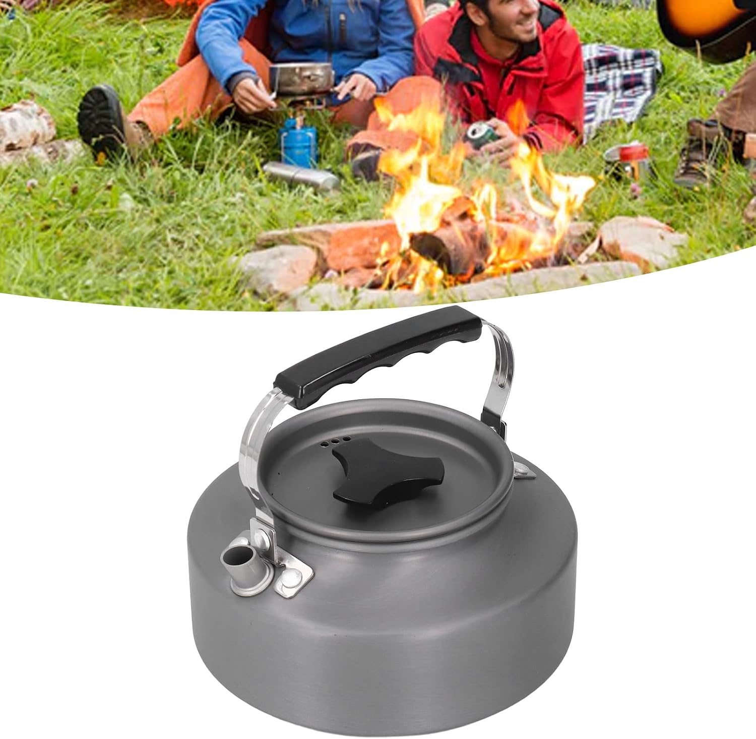 1.1L Outdoor Kettle, Anti Scalding Corrosion Resistant, Portable Tea Coffee Pot, Ideal for Camping Picnic, Made of Durable Aluminum Alloy