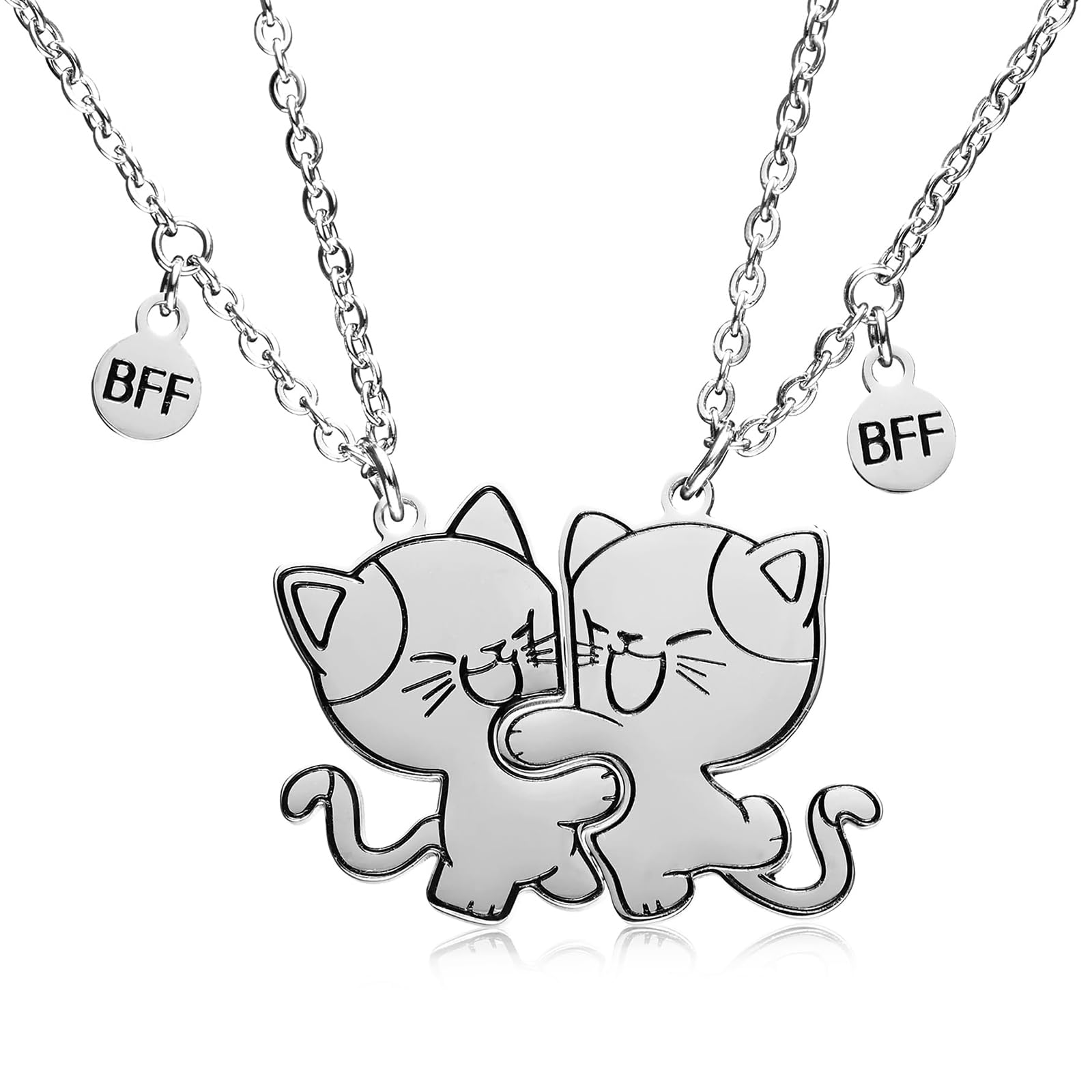 Acquista 2 pezzi/paia simpatico cartone animato a forma di gatto catena con ciondolo best friends collana amicizia gioielli regalo di coppia in Italia a partire da 2.4