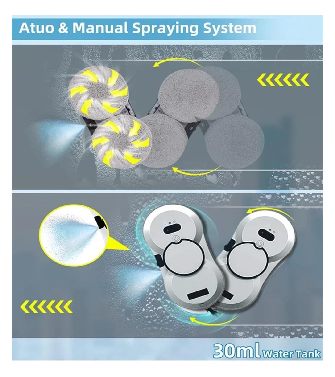 Robot aspirador con UPS, limpiador de ventanas, electrodoméstico inteligente, limpieza automática de cristales, lavacristales, fregonas eléctricas for suelos. para superficies lisas