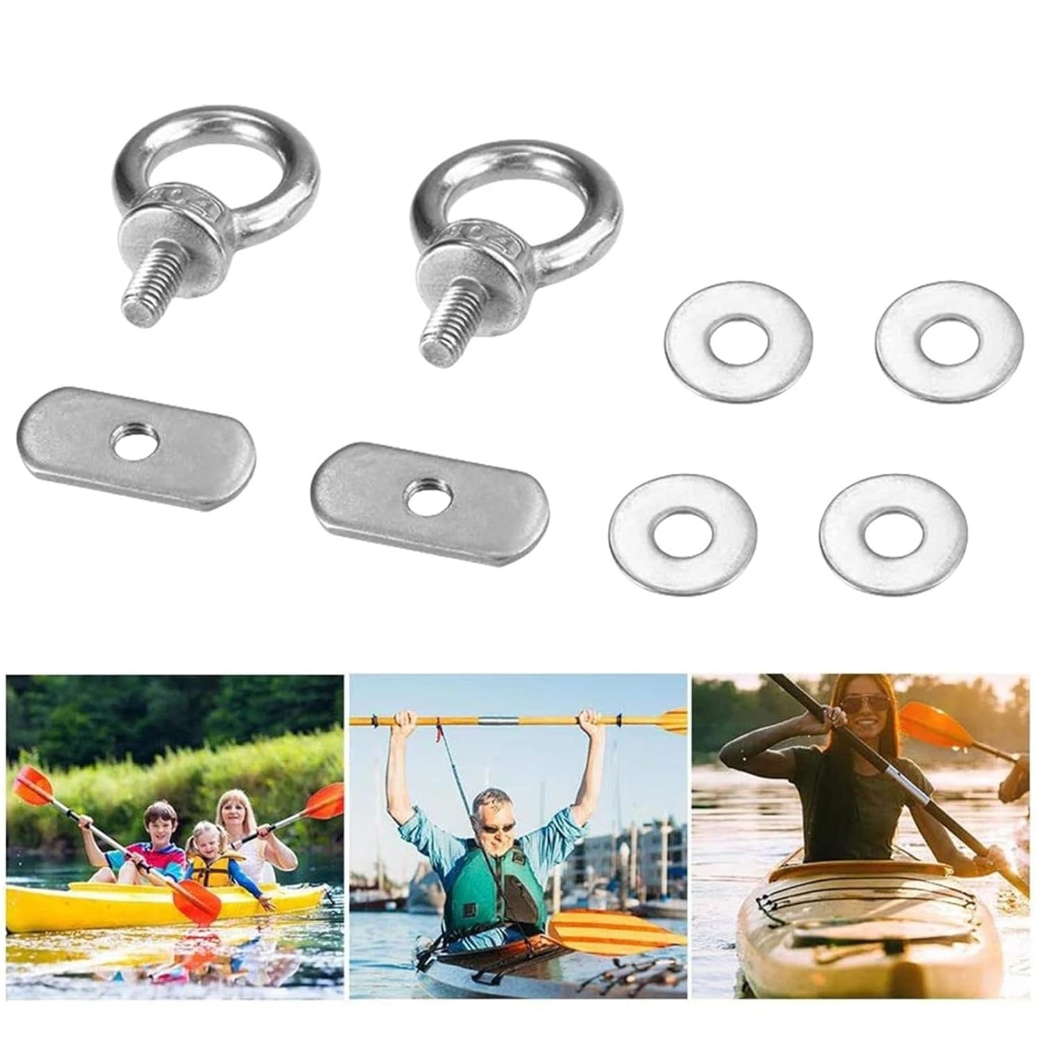 Kayak Rail Eyebolts Stainless Steel Track Mount Kayak Tie Down Eyelet Up Eye Bolt for Kayaks Boats Canoes Ideal for Fishing/Recreational Kayaks.(20PCS)