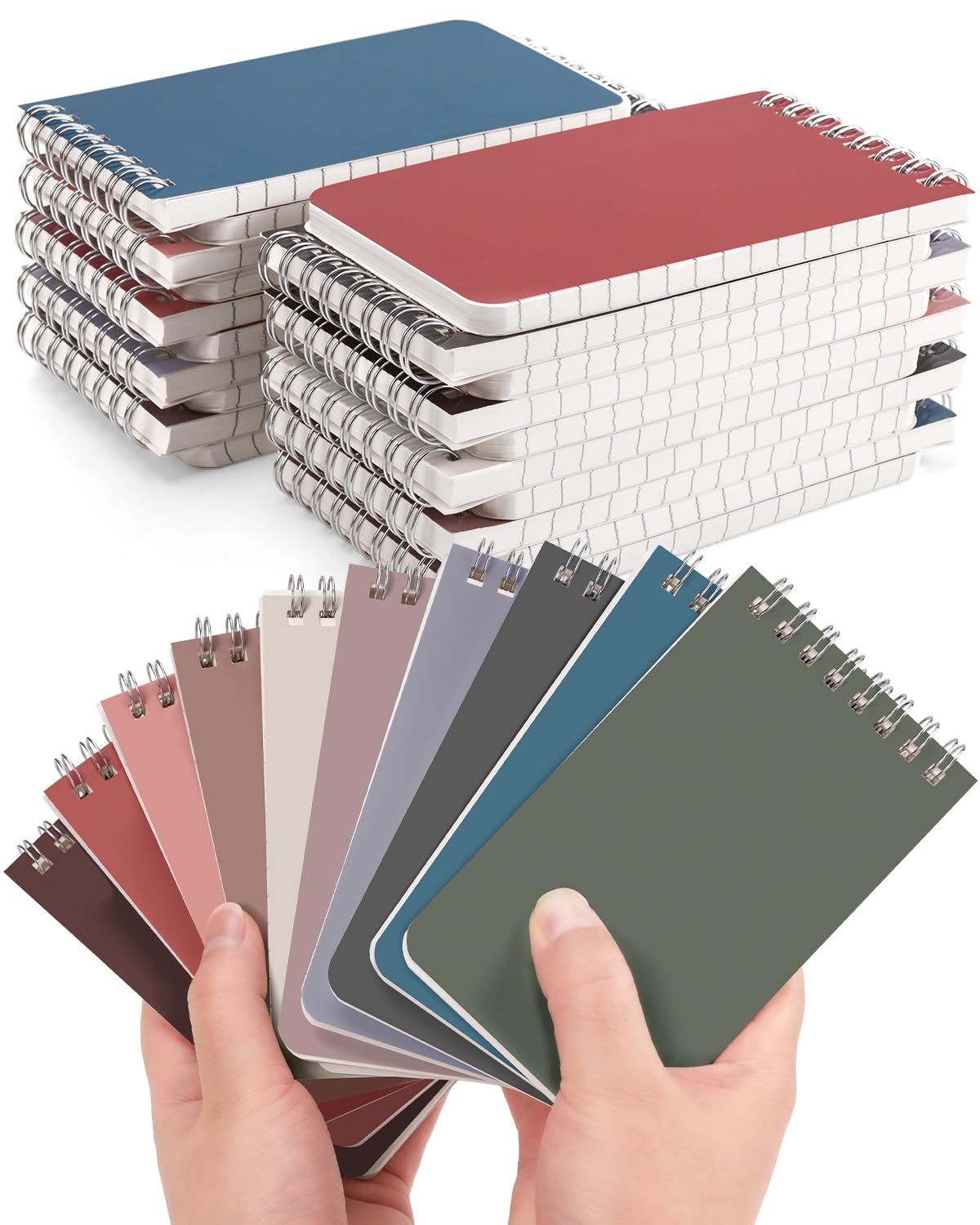 Dynta Small Top Spiral Notebooks Bulk 3x5 Inch, 30 Packs Pocket Notepad, Mini Pads 10 Morandi Colored, Memo Notepads for Home, School, College, Office, Work, Travel, 60 Sheets/120 Pages