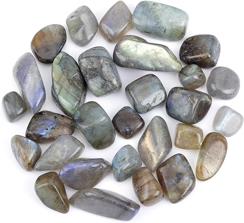 Miniatura 2 de ZenQ Chips de piedra pulida de labradorita de 1 libra trituradas piezas de cuarzo de cristal natural