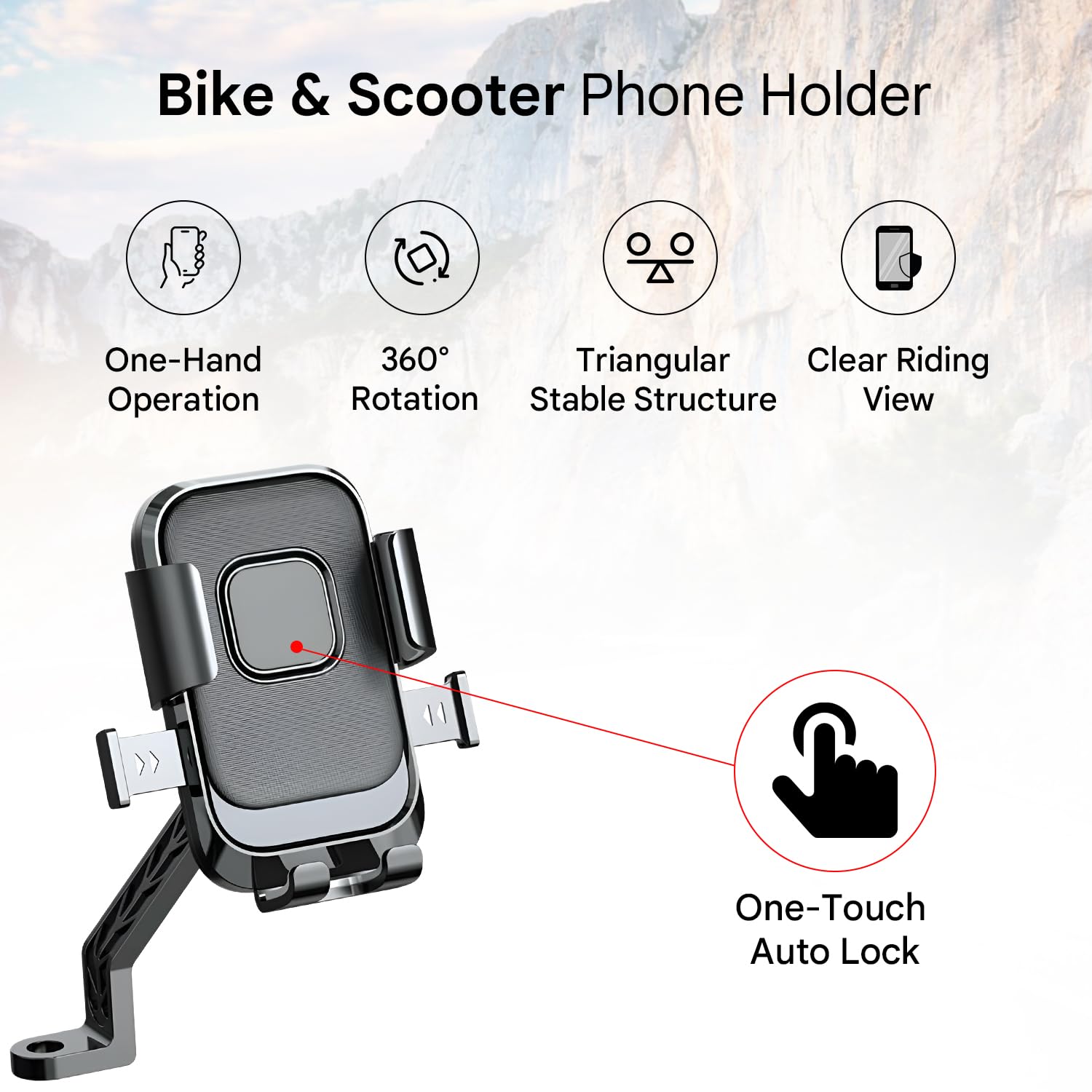 HUMBLE® Bike Phone Holder for Handlebar & Mirror Mount, 360° Rotatable Mobile Holder, Shock-Absorbent Clamp, Adjustable Smartphone Mount for 4–6.9 Inch Phones, Bike & Scooter Compatible (BK-089) — Amazon image 3