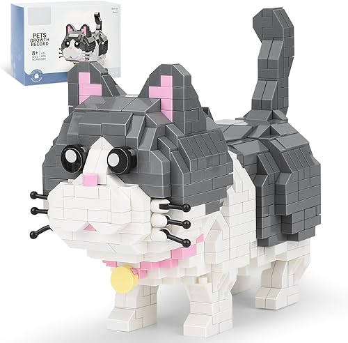 QLT - Kit de bloques de construcción de micromicrobloques de construcción con diseño de gato azul, juguetes de construcción para adultos, niños y