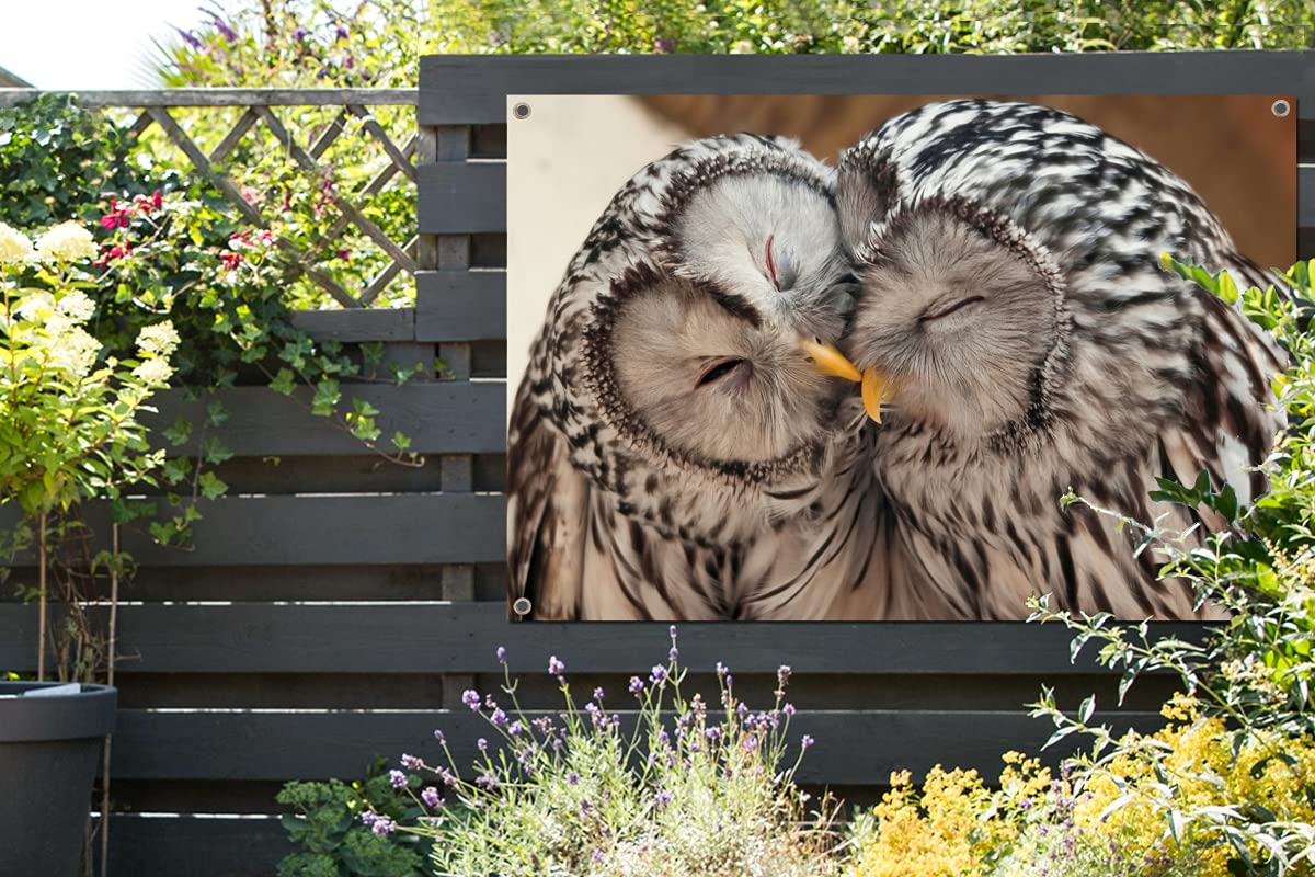MuchoWow Outdoor-Poster – Eulen-Familie Design, 90x60 Cm, Wetterfest & UV-beständig Für Garten & Balkon